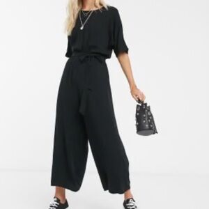 ASOS DESIGN Tie Waist Jumpsuit - Black